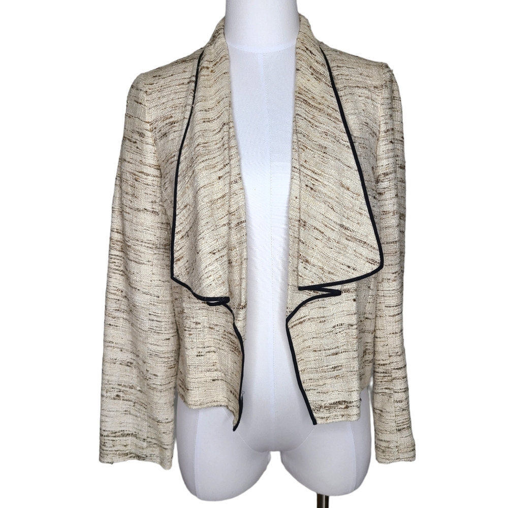 J. Crew Collection Silk Boucle Drape Front Jacket Cream Beige 2